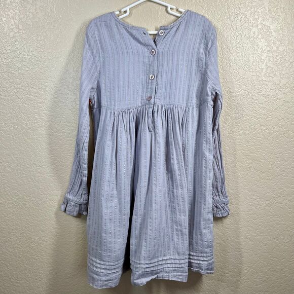Peek Shiloh Floral Gray Embroidered Metallic Striped Long Sleeve Dress Girls 10 - Picture 15 of 16